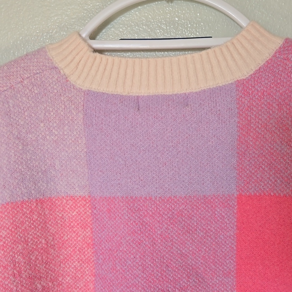 Jessica Simpson | Pink Plaid Cropped Sweater Size Small - Picture 3 of 8